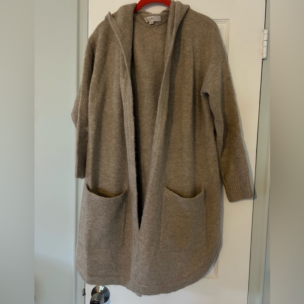 Loft hooded sweater cardigan with pockets